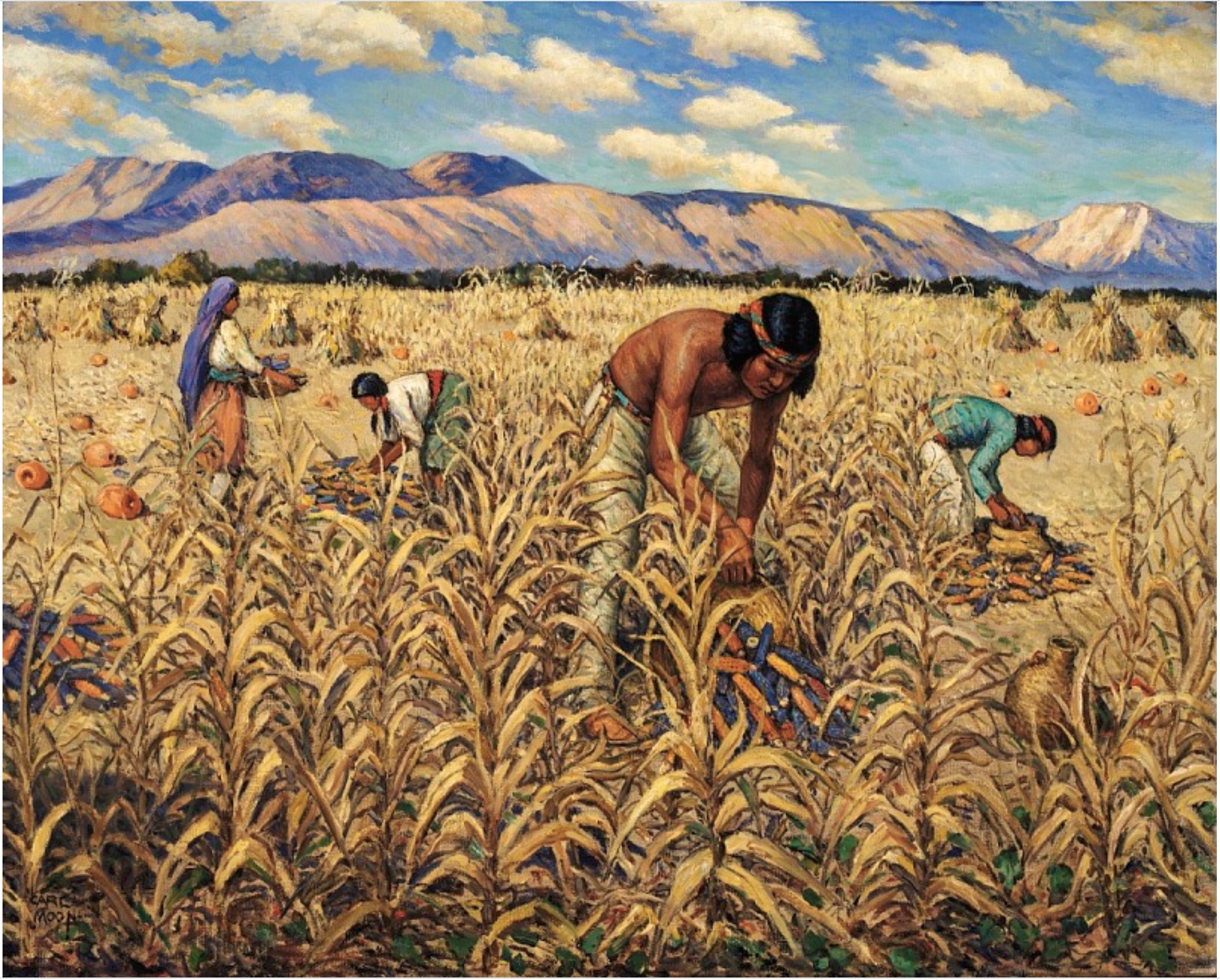 carl moon 1879-1948 Corn Harvest at Santo Domingo