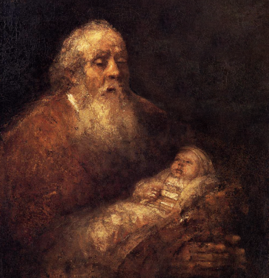 Simeon Holding the Christ Child - Rembrandt 1699