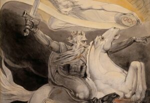 Apocalypse in art: William Blake, Death on a Pale Horse, ca. 1800, The Fitzwilliam Museum, Cambridge, UK. William Blake, Death on a Pale Horse, ca. 1800, The Fitzwilliam Museum, Cambridge, UK