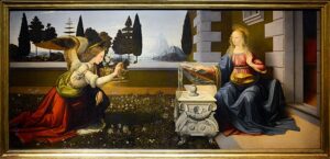 Annunciation by Leonardo da Vince - 1452 (Gabriel announcing Mary will be the Mother of God)